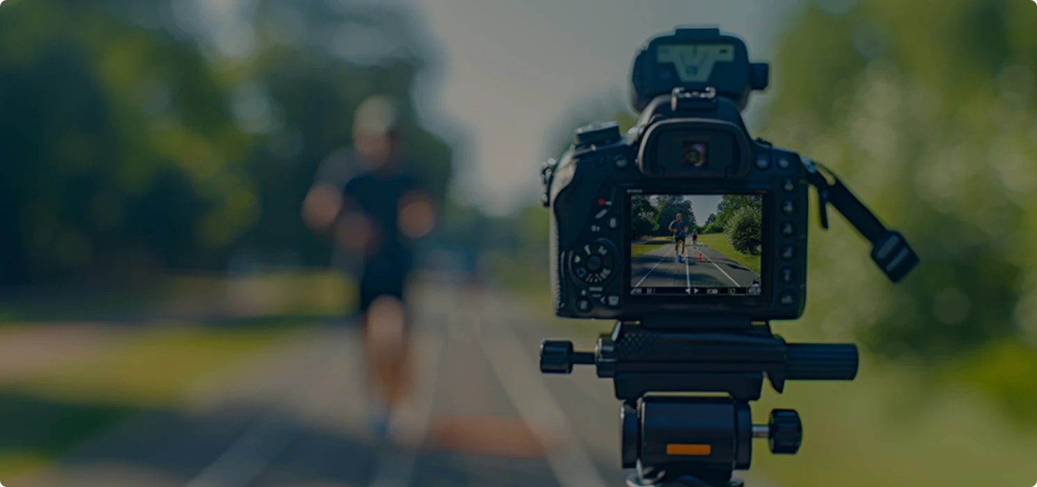 Athlete being filmed in videography